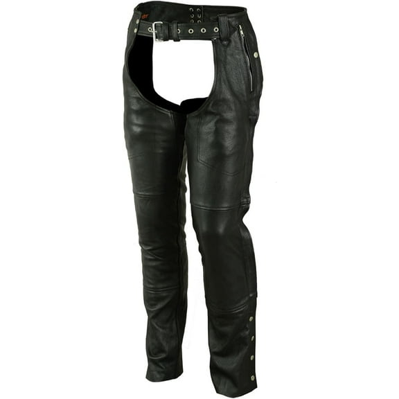 Daniel Smart Motorcycle Leather Chaps All Season Unisex Assless Chaps with Customizable fit & Carry Pockets