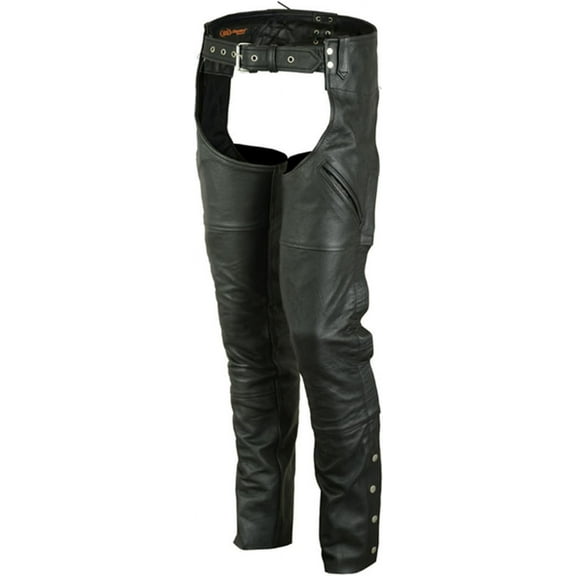 Daniel Smart Motorcycle Leather Chaps – All Season Unisex Biker Pant with Customizable fit and Carry Pockets