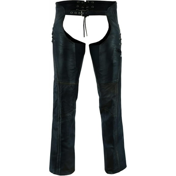 Daniel Smart Motorcycle Leather Chaps–Grommet Detailing