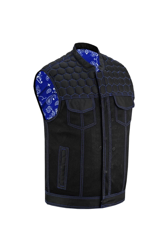 Daniel Smart Motorcycle Riding Vest – Premium Mesh Textile Biker Vest for Men with Diamond Quilted Design and Utility Storage Pockets