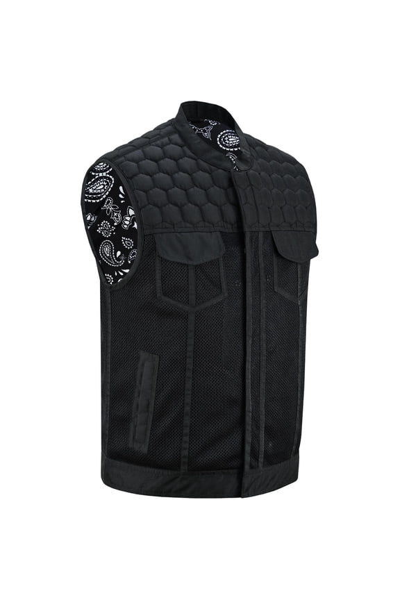 Daniel Smart Motorcycle Riding Vest – Premium Mesh Textile Biker Vest for Men with Diamond Quilted Design and Utility Storage Pockets