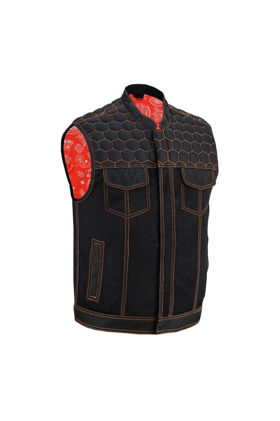 Daniel Smart Motorcycle Riding Vest – Premium Mesh Textile Biker Vest for Men with Diamond Quilted Design and Utility Storage Pockets