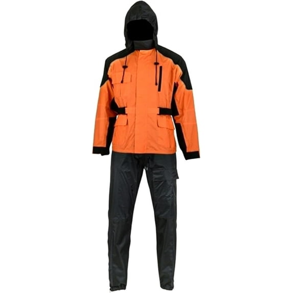 Daniel Smart Motorcycle Soft Polyester Rain Suit for Man Waterproof with Reflective Piping and Zipper Closure.
