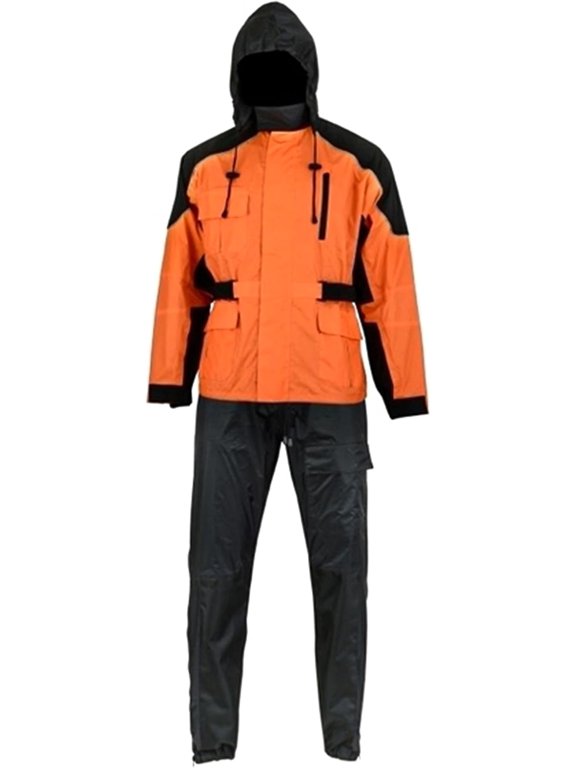Daniel Smart Motorcycle Soft Polyester Rain Suit for Man Waterproof with Reflective Piping and Zipper Closure.