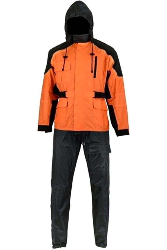 Daniel Smart Motorcycle Soft Polyester Rain Suit for Man Waterproof with Reflective Piping and Zipper Closure.