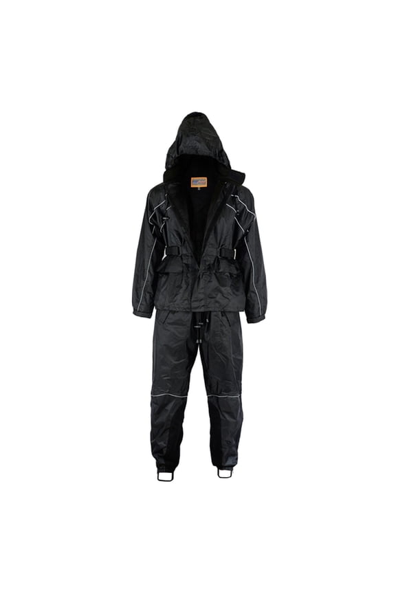 Daniel Smart Motorcycle Soft Polyester Rain Suit for Man Waterproof with Reflective piping and Zipper Closure.
