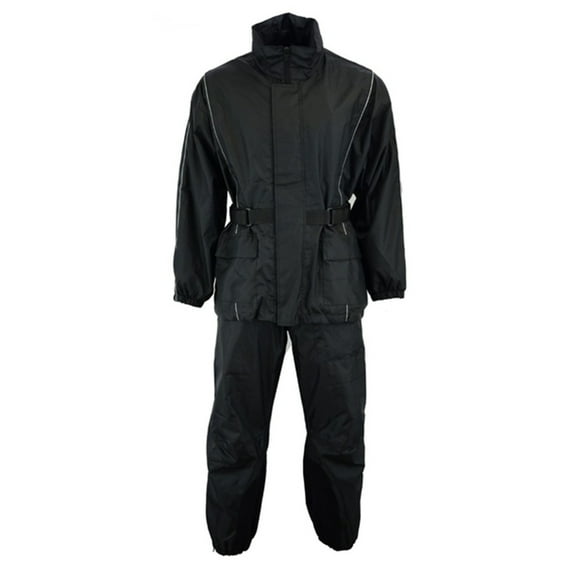 Daniel Smart Motorcycle Soft Polyester Rain Suit for Man Waterproof with Reflective piping and Zipper Closure.