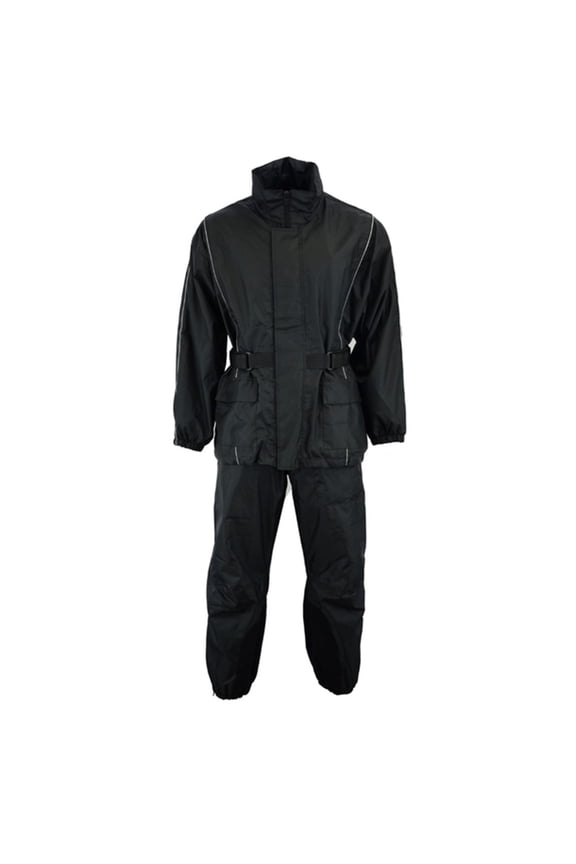 Daniel Smart Motorcycle Soft Polyester Rain Suit for Man Waterproof with Reflective piping and Zipper Closure.