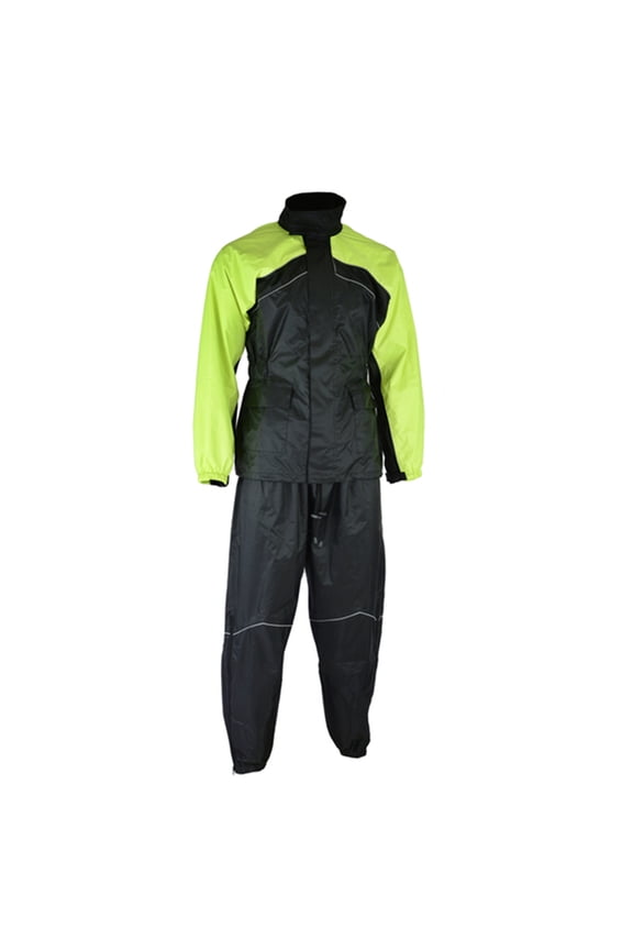 Daniel Smart Motorcycle Soft Polyester Rain Suit for Men Waterproof with Reflective piping and Zipper Closure.