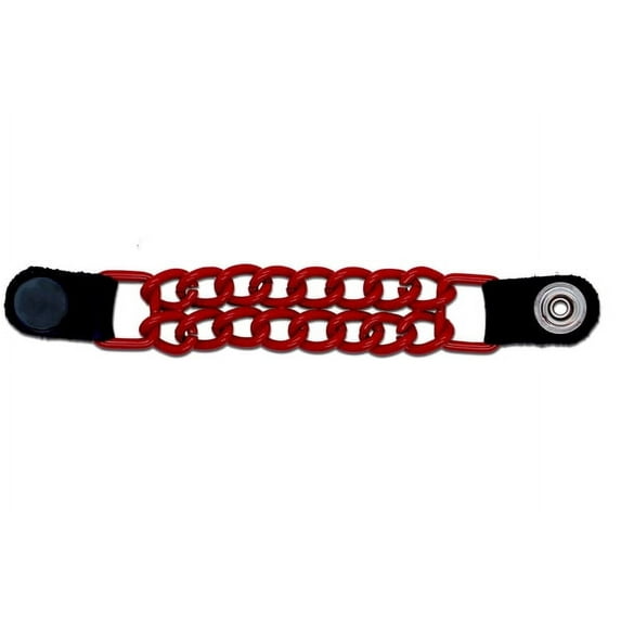 Daniel Smart Motorcycle Vest Extender - Plain Silver Double Chain with Powder coated Fire Red Design with Snap Buttons