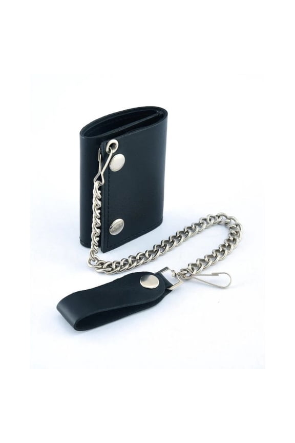 Daniel Smart Motorcycle Wallet with Chain for Men - Long Bi-Fold Genuine Leather Wallet with Credit Card Slit and Cash Pockets