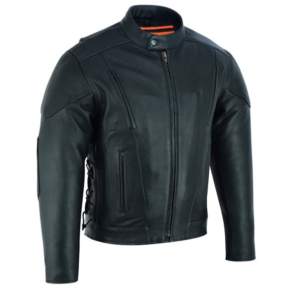 Daniel Smart S to 10XL Motorcycle Leather Jacket For Men Leather Jacket with Side Lace Euro Collar