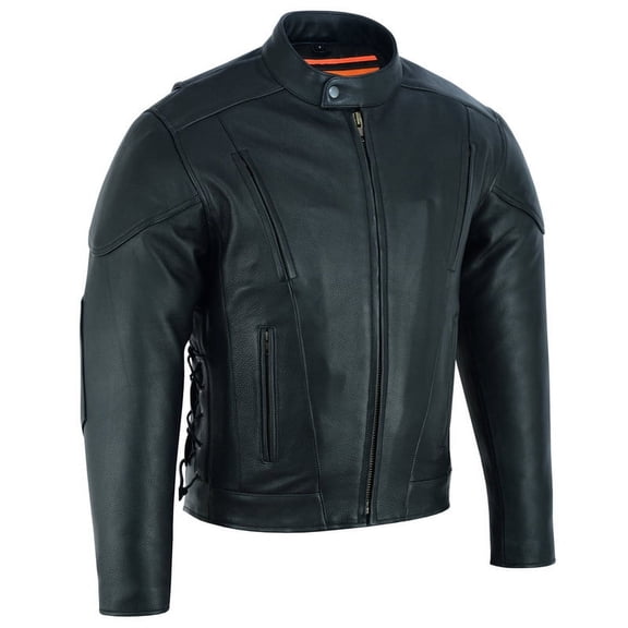 Daniel Smart S to 10XL Motorcycle Leather Jacket For Men Leather Jacket with Side Lace Euro Collar