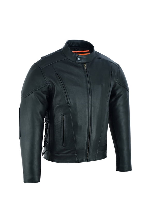 Daniel Smart S to 10XL Motorcycle Leather Jacket For Men Leather Jacket with Side Lace Euro Collar