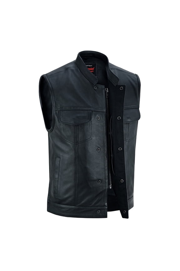 Daniel Smart S to 12 XL Men leather vest Cowhide Motorcycle Leather Vest with Design