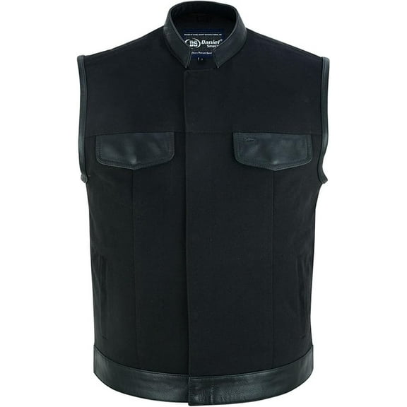 Daniel Smart S to 12XL Men Vest Canvas material with Leather Detailing Motorcycle Vest for Men’s