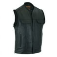 thumbnail image 1 of Daniel Smart S to 12XL Men’s Leather Vest Cowhide Motorcycle Leather Vest without Collar Design, 1 of 5