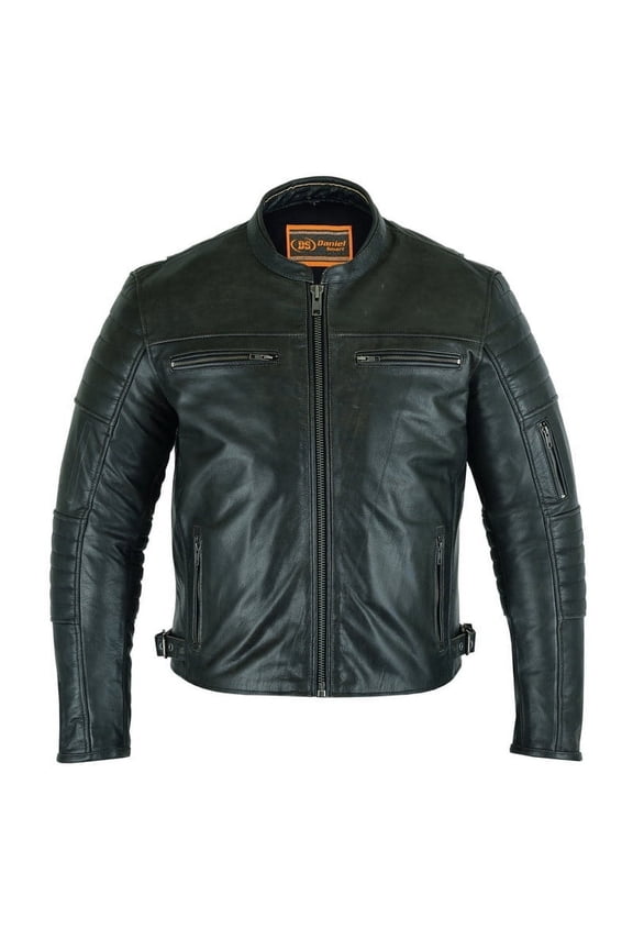 Daniel Smart S to 6XL Men Motorcycle Leather Jacket Sporty Leather Jacket with Custom stitch details
