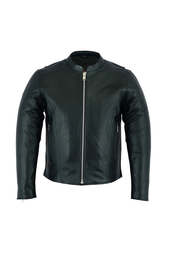 Daniel Smart S to 6XL Men’s Motorcycle Leather Jacket Scooter Leather Jacket with stripe detailing