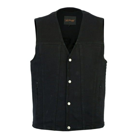 Daniel Smart S to 8XL Biker Vest for Men Plain Sides Motorcycle Black Denim Vest