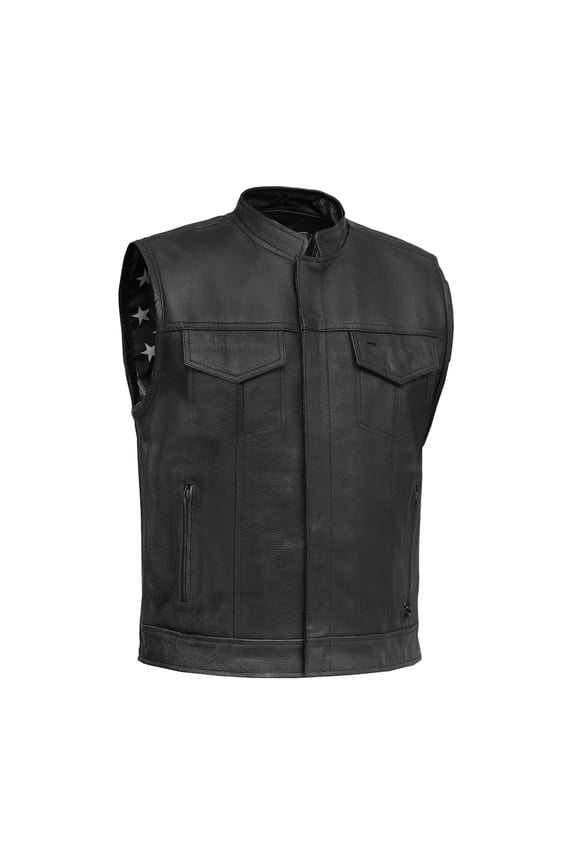 S to 8XL Leather Motorcycle Vest Cowhide Biker Vest for Men with Unique Skull Design lining