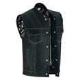 thumbnail image 1 of Daniel Smart S to 8XL Leather Motorcycle Vest with White Stitching Detailing Biker Vest for Men, 1 of 7