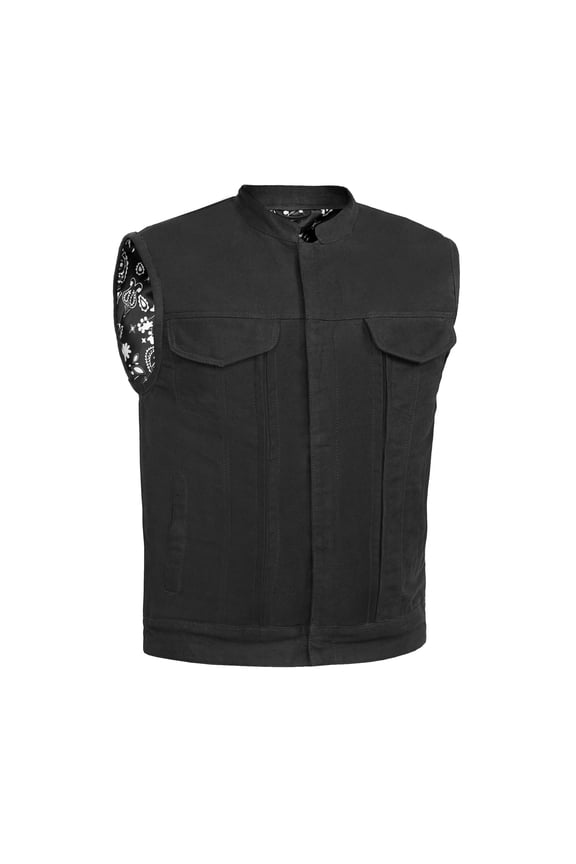 Daniel Smart S to 8XL Men Vest Lightweight Canvas Material Motorcycle Vest Scoop Collar