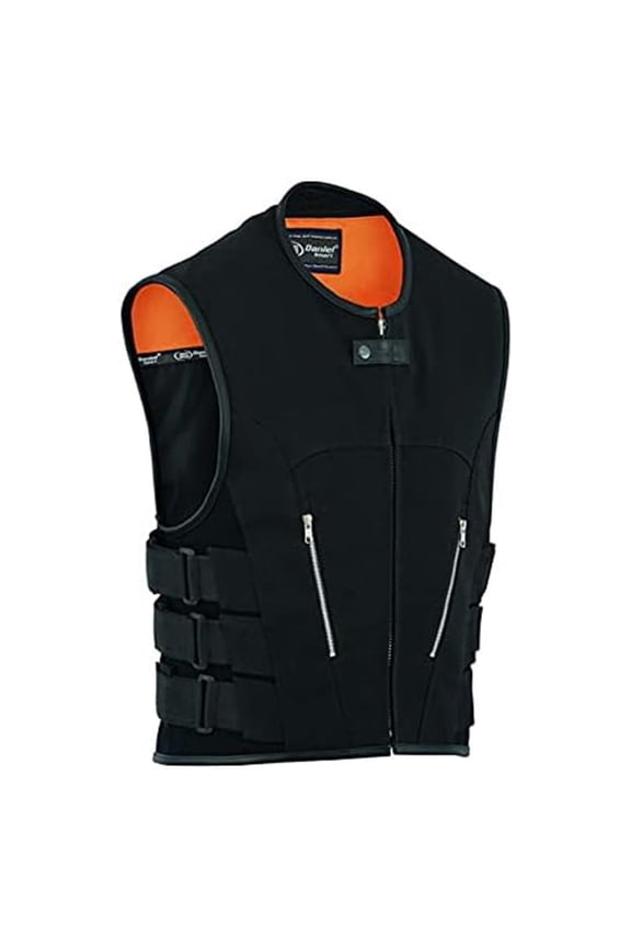 Daniel Smart S to 8XL Men Vest Material Motorcycle Leather Vest with Swat Design
