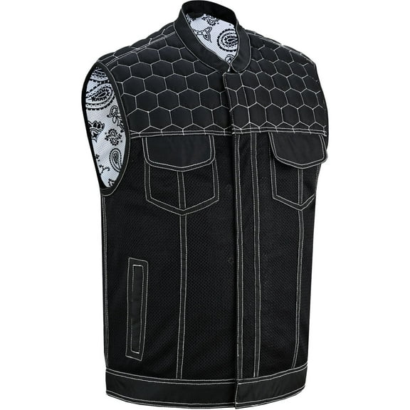 Daniel Smart Motorcycle Riding Vest – Premium Mesh Textile Biker Vest for Men with Diamond Quilted Design and Utility Storage Pockets