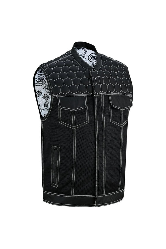 Daniel Smart Motorcycle Riding Vest – Premium Mesh Textile Biker Vest for Men with Diamond Quilted Design and Utility Storage Pockets