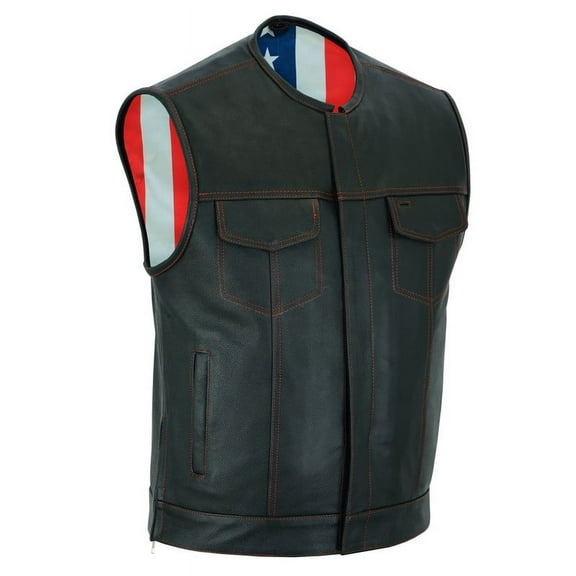 Daniel Smart S to 8XL Motorcycle Vests for men Cowhide leather Unique USA Flag Inside Lining Biker vest