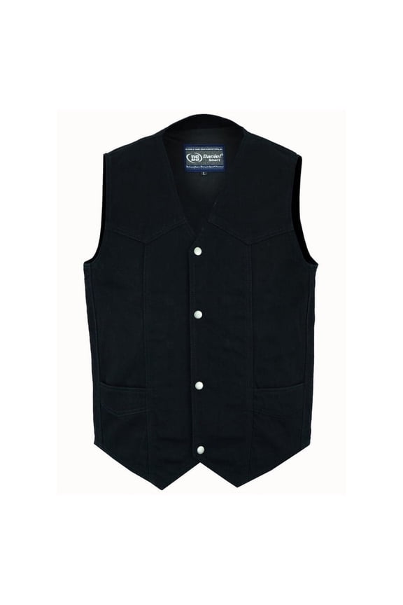 Daniel Smart S to 9XL Biker Vest for Men V-Shaped Neck Design Black Denim Vest with Plain Side