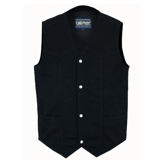Daniel Smart S to 9XL Biker Vest for Men V-Shaped Neck Design Black Denim Vest with Plain Side