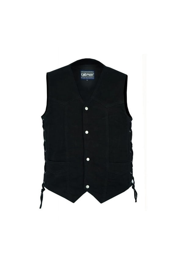 Daniel Smart S to 9XL Biker Vest for Men V-Shaped Neck Design Black Denim Vest with plain Side