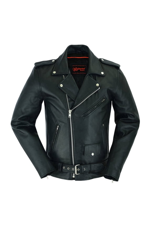 Daniel Smart ST to 5XLT Motorcycle Leather Jacket for Men With Police Style Cowhide Leather Jacket