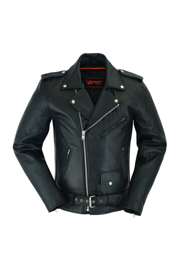 Daniel Smart ST to 5XLT Motorcycle Leather Jacket for Men With Police Style Cowhide Leather Jacket
