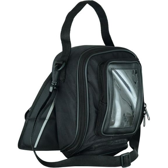 Daniel Smart Universal Motorcycle Magnetic Tank Bag with Touch Screen Media Pocket and Adjustable Straps Black.
