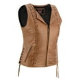 thumbnail image 1 of Daniel Smart Women Leather Vest – Unique Brown Leather with laced up Sides Detailed Leather Vest with Multifunctional Pockets, 1 of 7
