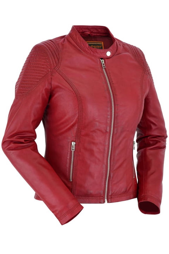 Daniel Smart Women’s Fashion Motorcycle Leather Jacket – Soft Naked Lambskin Leather Jacket with Satin Inner Liner & Storage pockets