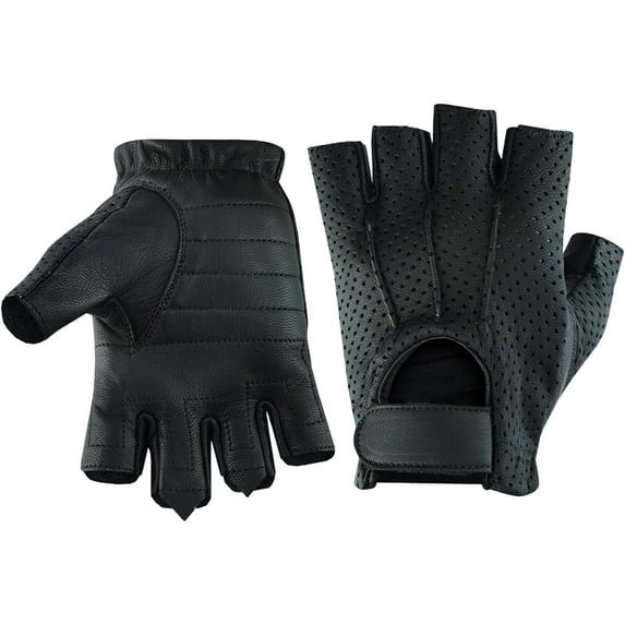 Daniel Smart Women’s Leather Gloves – Aniline Goat Leather - Fingerless Motorcycle Gloves with Perforated action and Gel Palm