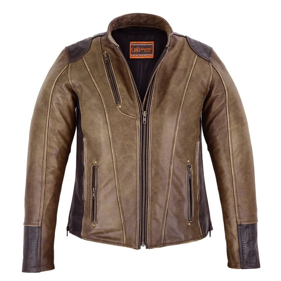 Daniel Smart XS to 5XL Women Leather Jacket Cowhide Women Motorcycle Jacket with Vintage Brown Design