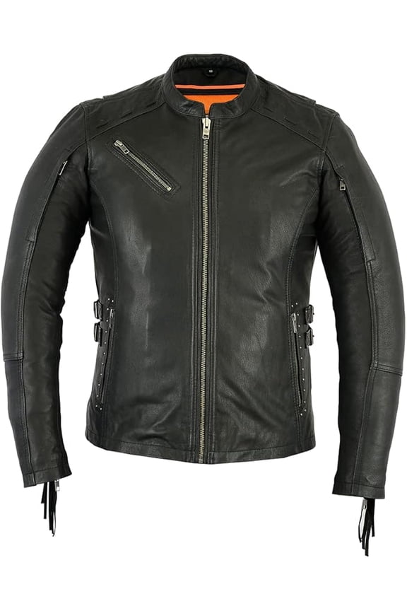 Daniel Smart Classic Women’s Leather Jacket - Goatskin Motorcycle Leather Jacket with Triple stitch detailing