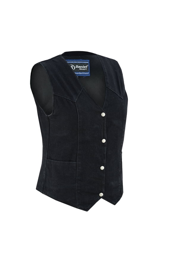 Daniel Smart Women’s Vest – Unique Black Premium Denim Vest for Women