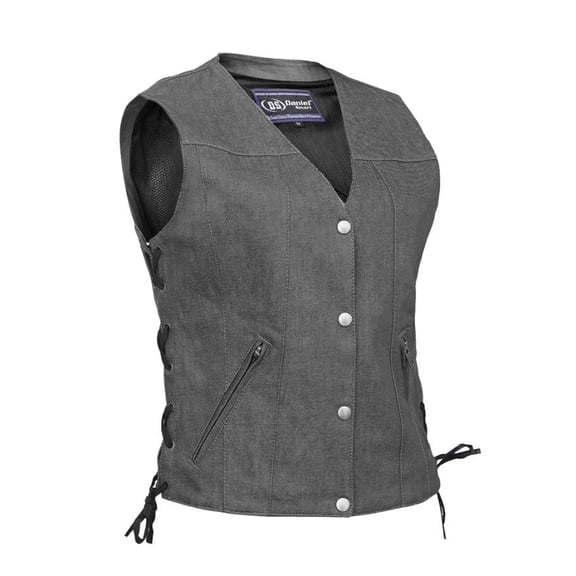 Daniel Smart Women’s Vest Unique Grey Design and Side laces Denim Vest for Women’s