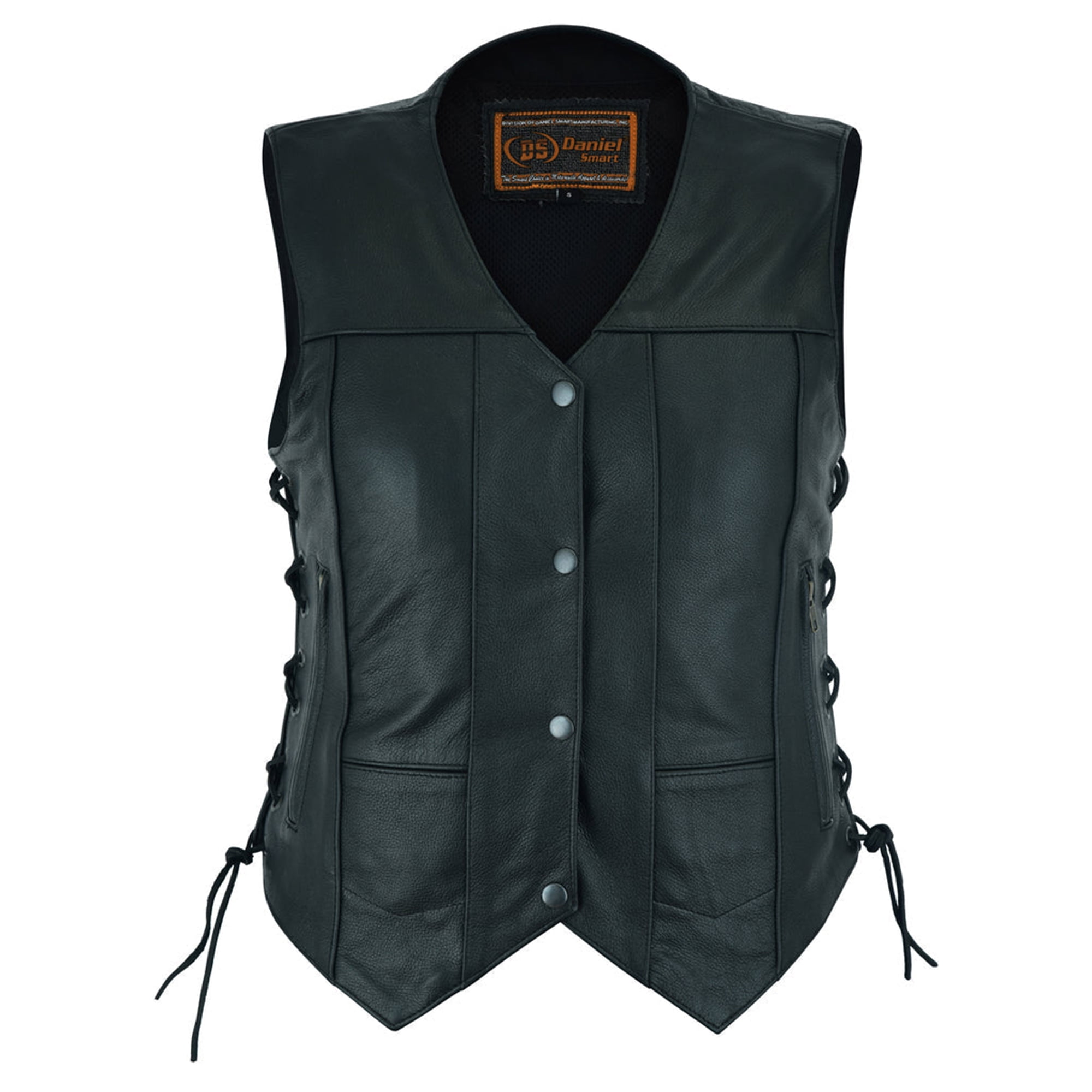 Daniel Smart XS to 5XL Black Women Leather Vest Cowhide Leather Vest ...