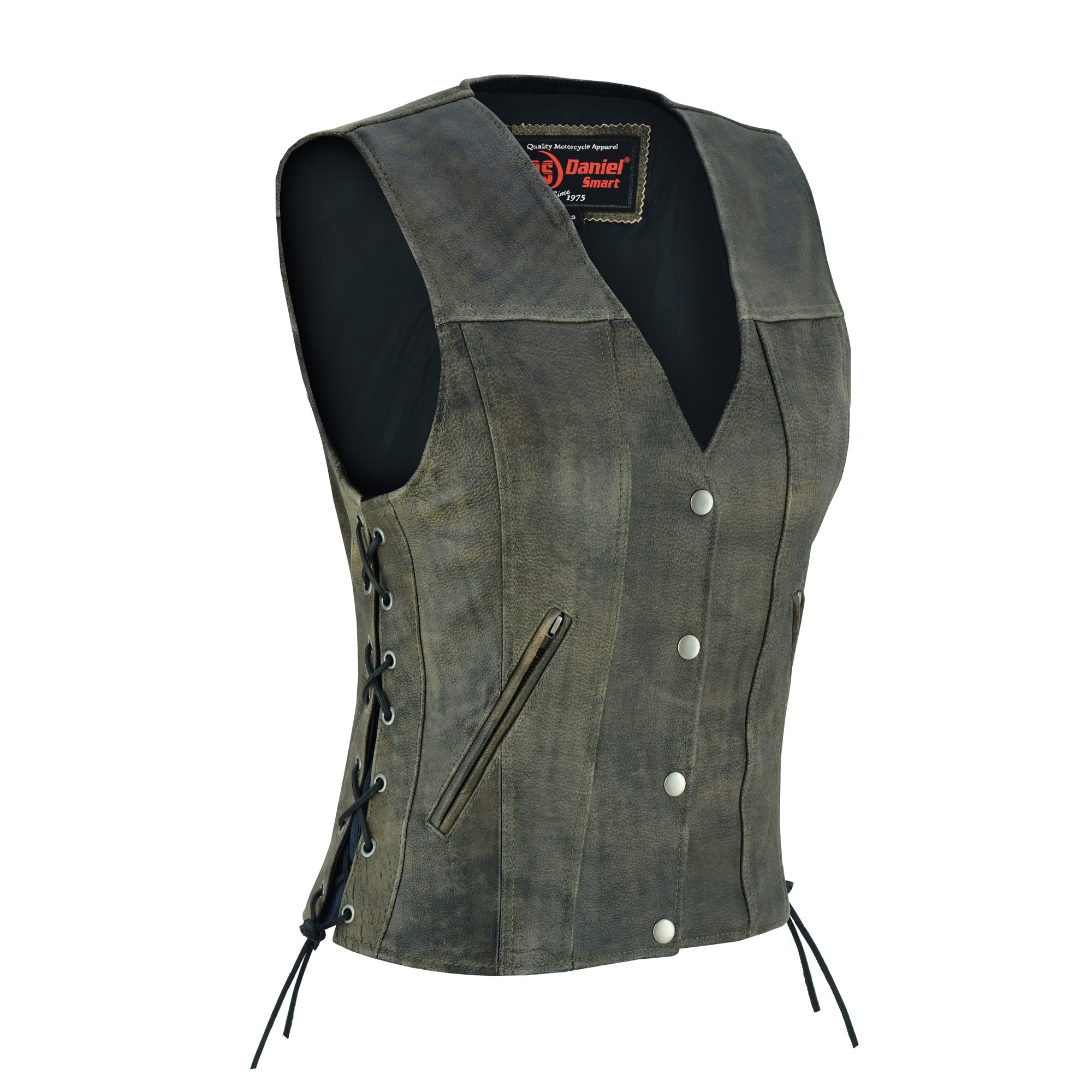 Daniel Smart XS to 5XL Brown Women’s Motorcycle Leather Vest Cowhide ...