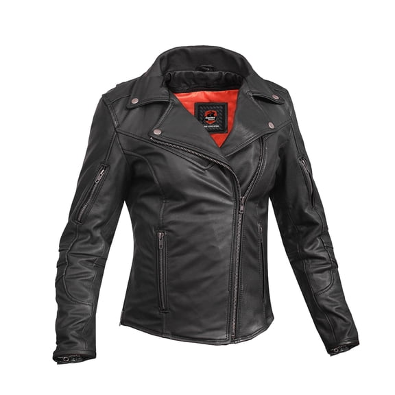 Daniel Smart XS to 5XL Classic Women Leather Jacket Goatskin Motorcycle Leather Jacket with Reflective Piping Design