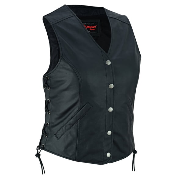 Daniel Smart XS to 5XL Leather Vest For Women With Open Neck Design Soft Goatskin Lightweight Sporty