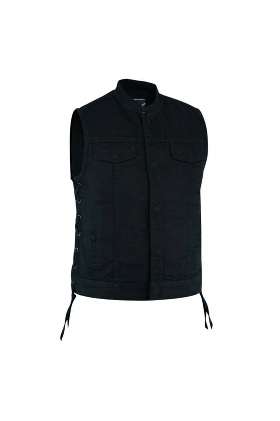 Daniel Smart XS to 5XL Women Denim Vest Scoop Collar Design Black Jean Motorcycle Vest