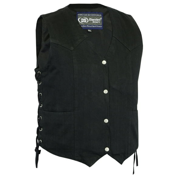 Daniel Smart XS to 5XL Women’s Denim vest Unique Black Design and Side laces Denim Vest